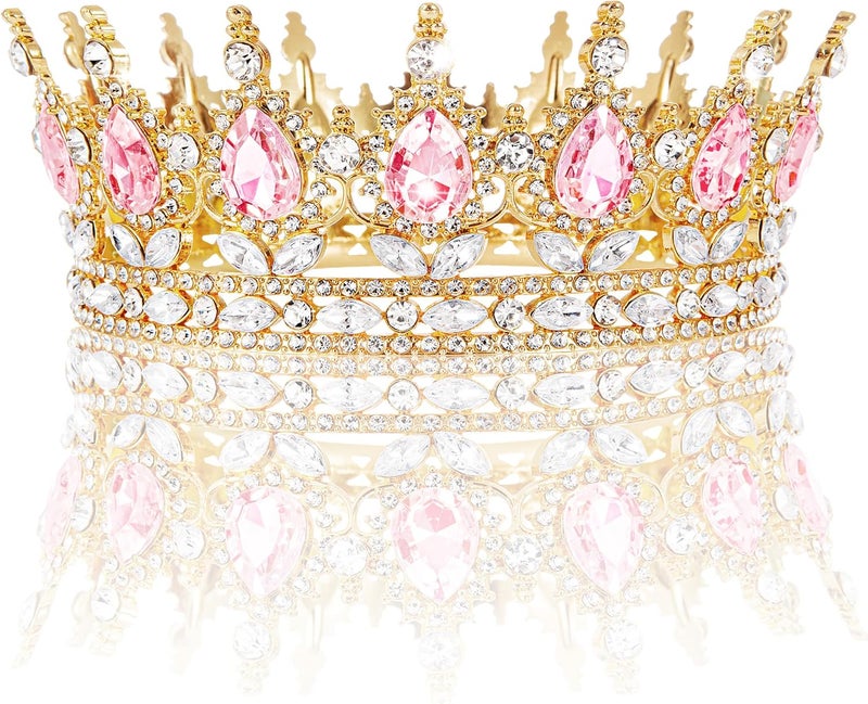 Nackiy Gold Crown for Women, Crystal Queen Tiaras Headband Wedding Bridal Hair Accessories, Birthday Party Prom Cake Topper - Image 1